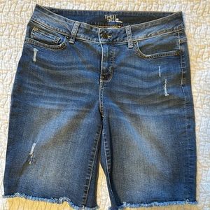 Denim shorts slightly distressed. Size 10 Time and Tru.